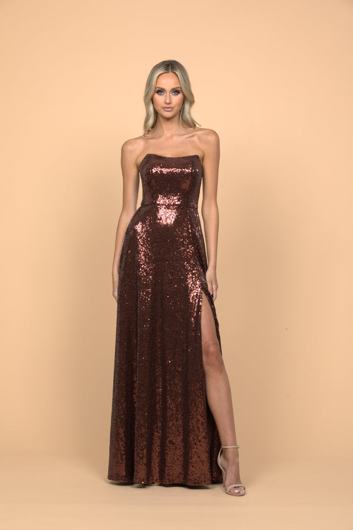 Miya Strapless Flowy A-line Chocolate - Dress - Bariano