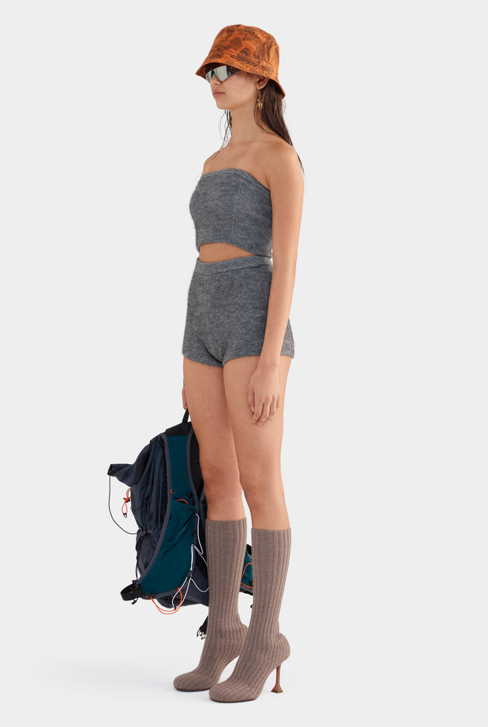 Mohair Wool Knit Shorts - Dark Grey Marl