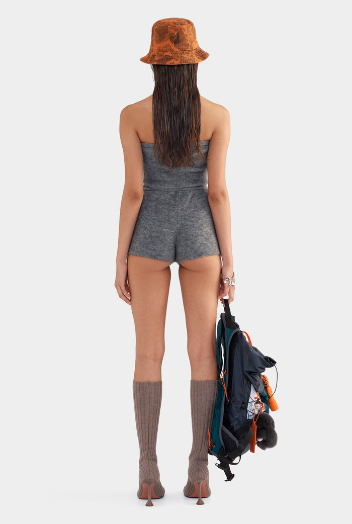 Mohair Wool Knit Shorts - Dark Grey Marl