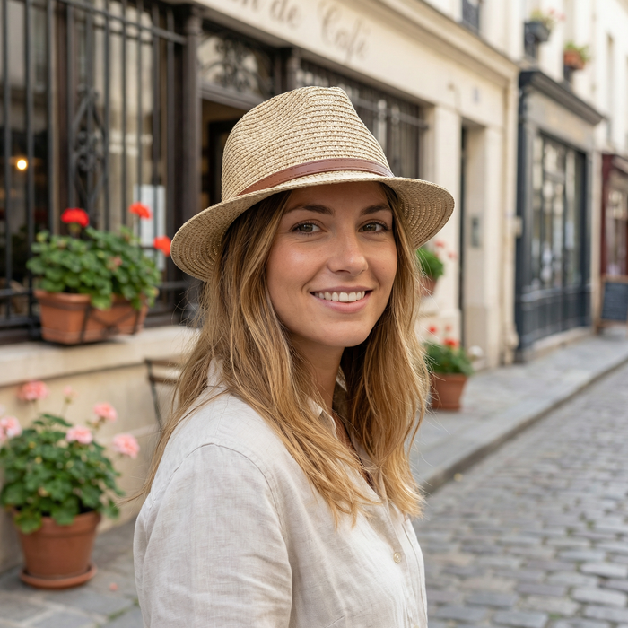 Mottled Trilby Foldable Hat (57cm) - Light Brown
