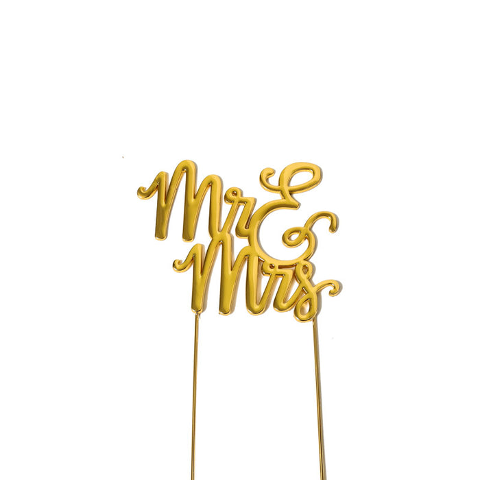 Mr & Mrs Cake Topper Gold - Giftware - Cake and Candle
