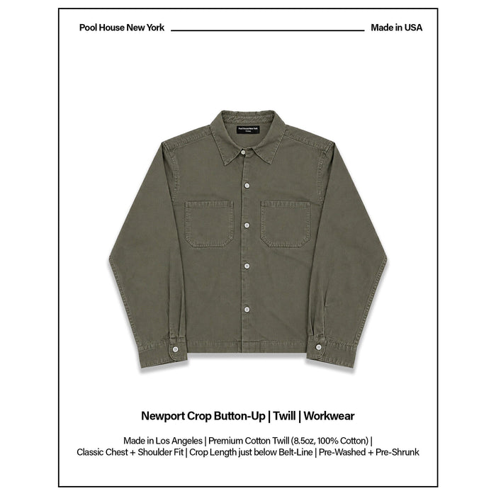 Newport Crop Button-Up II | Twill | Workwear Military Green