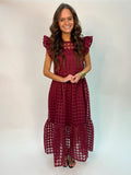 Organza Midi Dress / Maroon