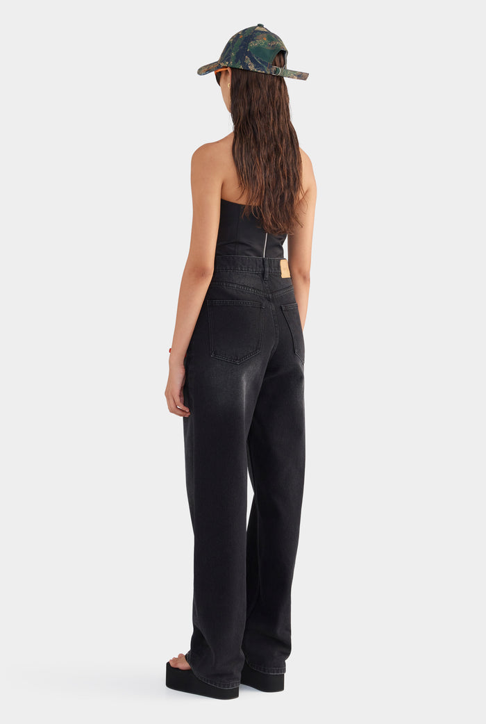 Panelled Silk Cotton Bustier - Black