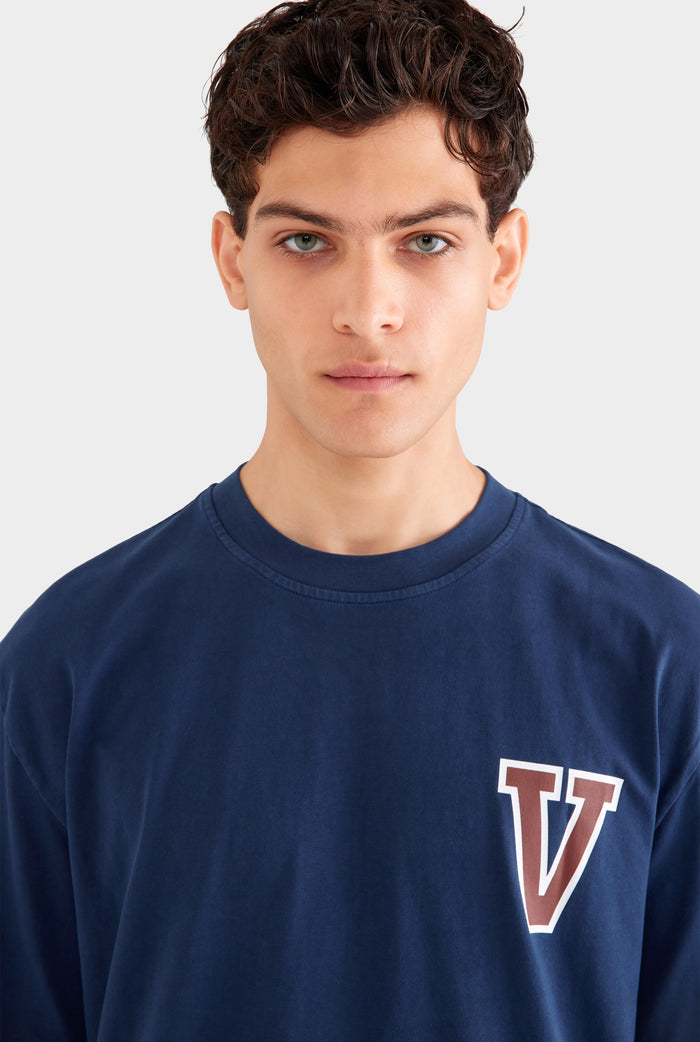 Pigment Dyed Standard Cotton T Shirt - Navy Blue/Chocolate