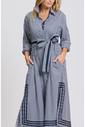 Shirty Pippa Longline Shirt Dress | Navy Gingham