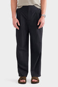 Pleated Poplin Trouser - Black