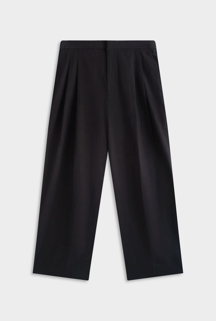 Pleated Poplin Trouser - Black