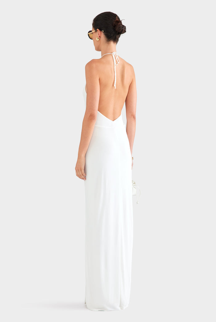Plunge Jersey Twist Maxi Dress - Off White