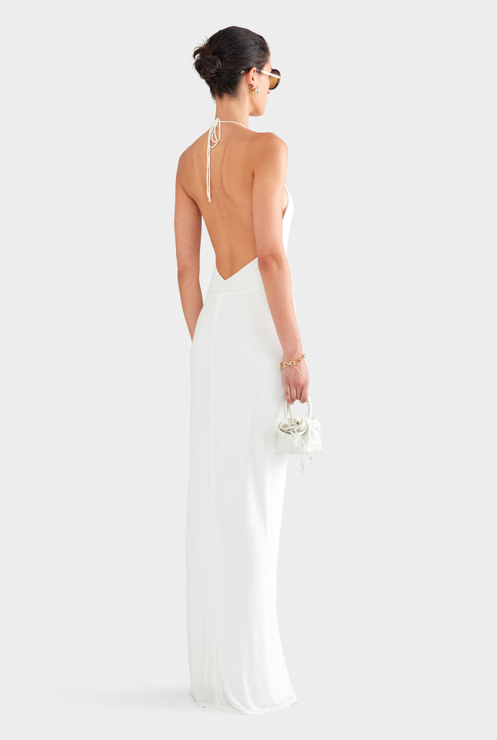 Plunge Jersey Twist Maxi Dress - Off White