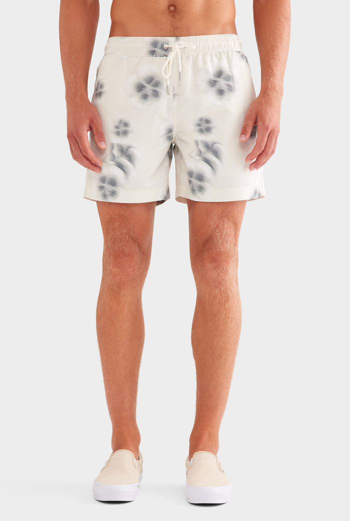 Printed Swim Short - Natural Blurred Floral