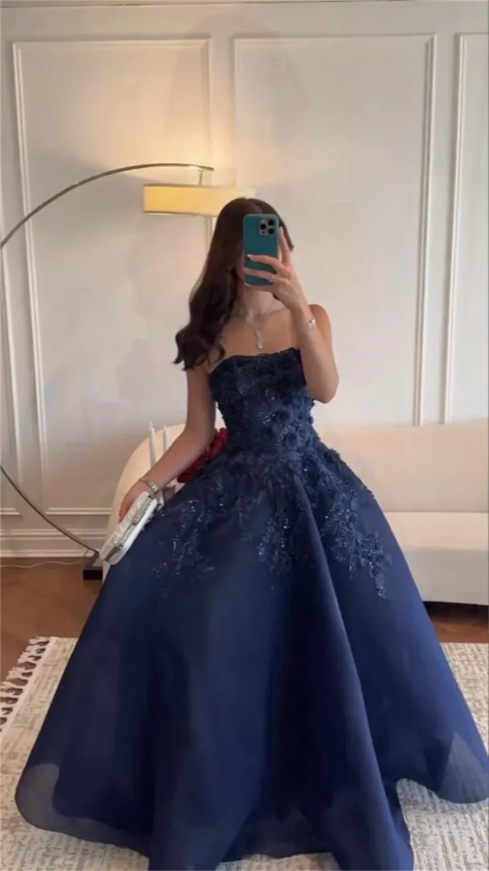 Prom Gown Formal Saudi Arabia Strapless A-line Floor Length Skirts Applique Bespoke Occasion Dresses Evening Dress