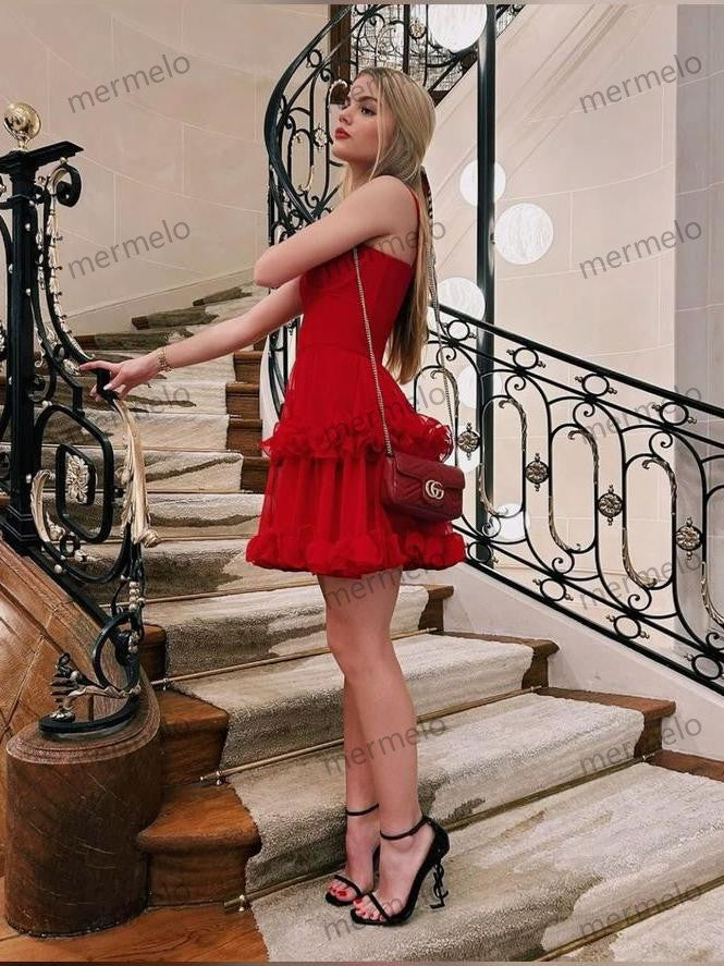 Red Party Dress Short Prom Dress Birthday Dress