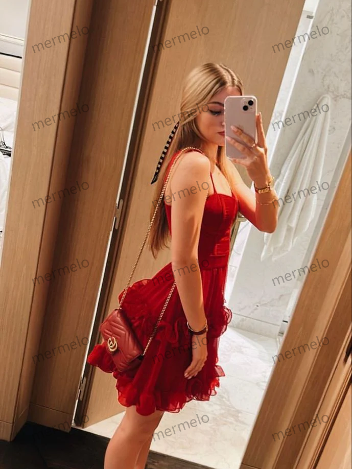 Red Party Dress Short Prom Dress Birthday Dress