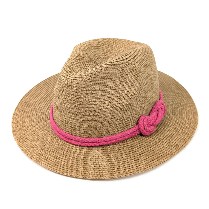 Reef Knot Panama Foldable Hat (57cm) - Pink
