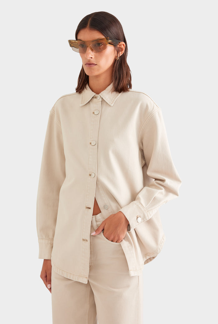 Relaxed Denim Shirt - Washed Stone