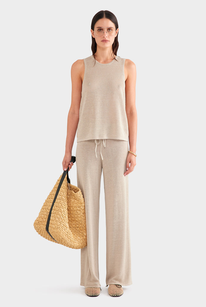 Relaxed Linen Knit Tank - Taupe