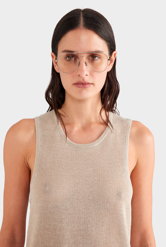 Relaxed Linen Knit Tank - Taupe