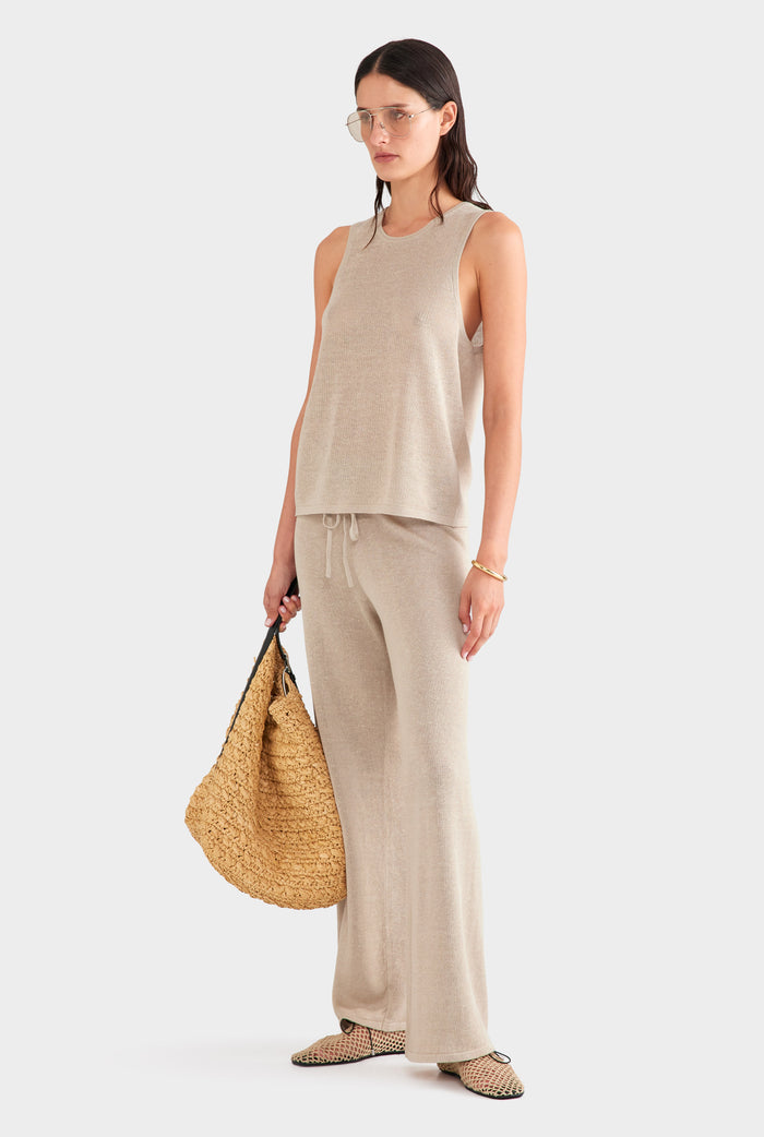 Relaxed Linen Knit Tank - Taupe