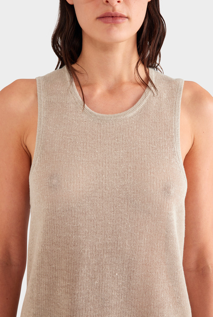 Relaxed Linen Knit Tank - Taupe