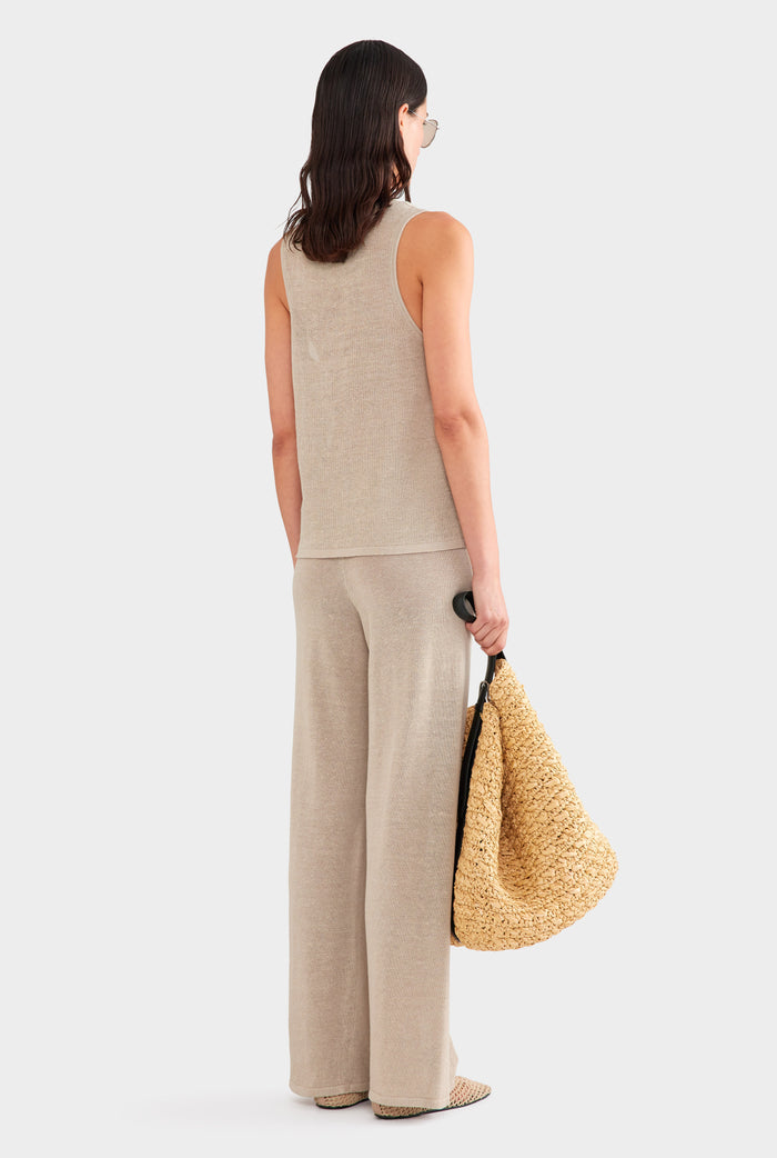 Relaxed Linen Knit Tank - Taupe