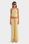 Relaxed Silk Drawstring Pant - Pale Yellow/Amber V Monogram