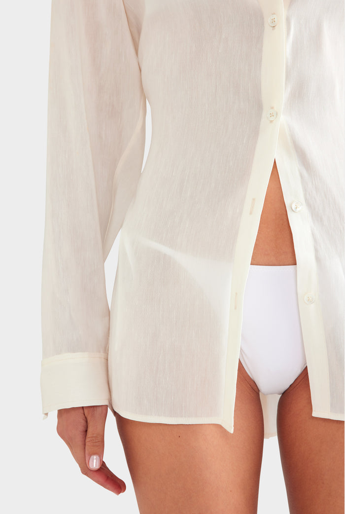 Relaxed Silk Linen Shirt - Off White