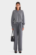 Relaxed Wool Wide Leg Trouser - Dark Grey Marl