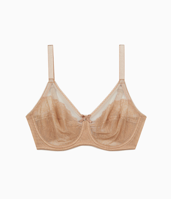 Retro Chic Full Figure Underwire Bra: Toast