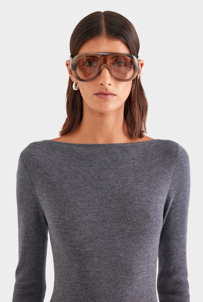 Reversible Merino Wool Mini Dress - Grey Marl