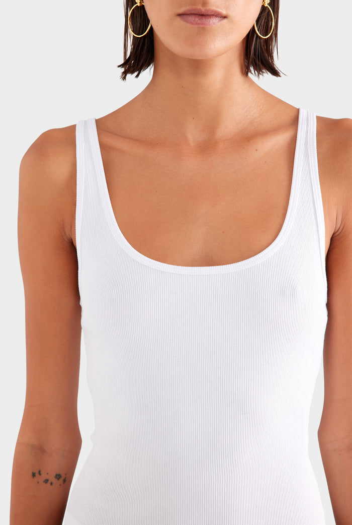 Rib Jersey Tank - White