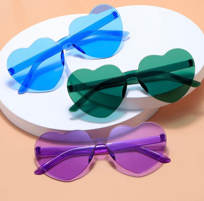 Rimless Heart Sunglasses - Green - Giftware - Honey Fawn