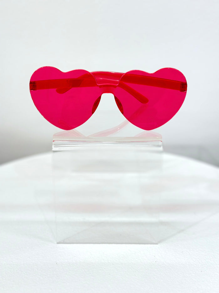 Rimless Heart Sunglasses - Hot Pink - Giftware - Honey Fawn