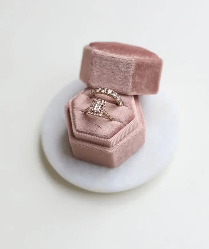 Rose Velvet Double Ring Box - Giftware - Six Stories