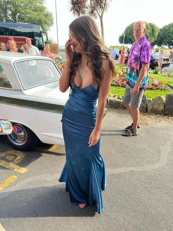 Royal Blue Charming Mermaid Sleeveless Prom Dress Formal Gowns