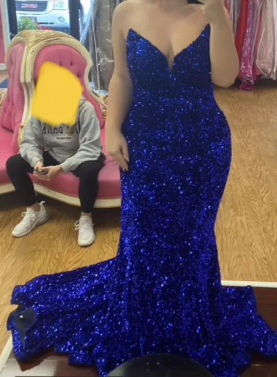 Royal Blue Long Sequin Prom Dress