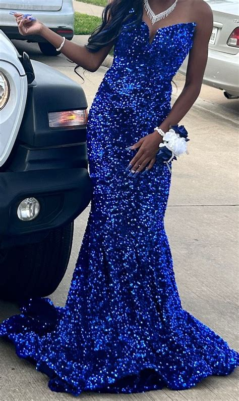 Royal Blue Long Sequin Prom Dress