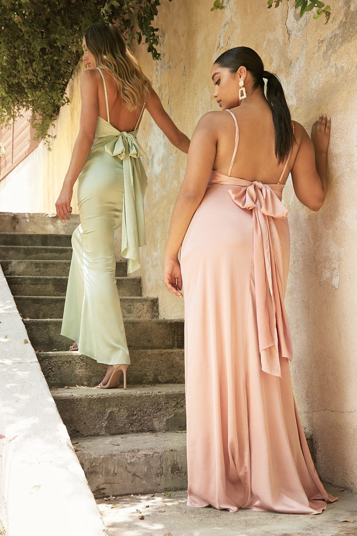 Satin Cowl Gown by Cinderella Divine 7487 -Special Occasion/Curves