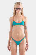 Scoop Neck Bikini Top - Teal/Orange