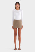 Scuba Wool Mini Skirt - Taupe