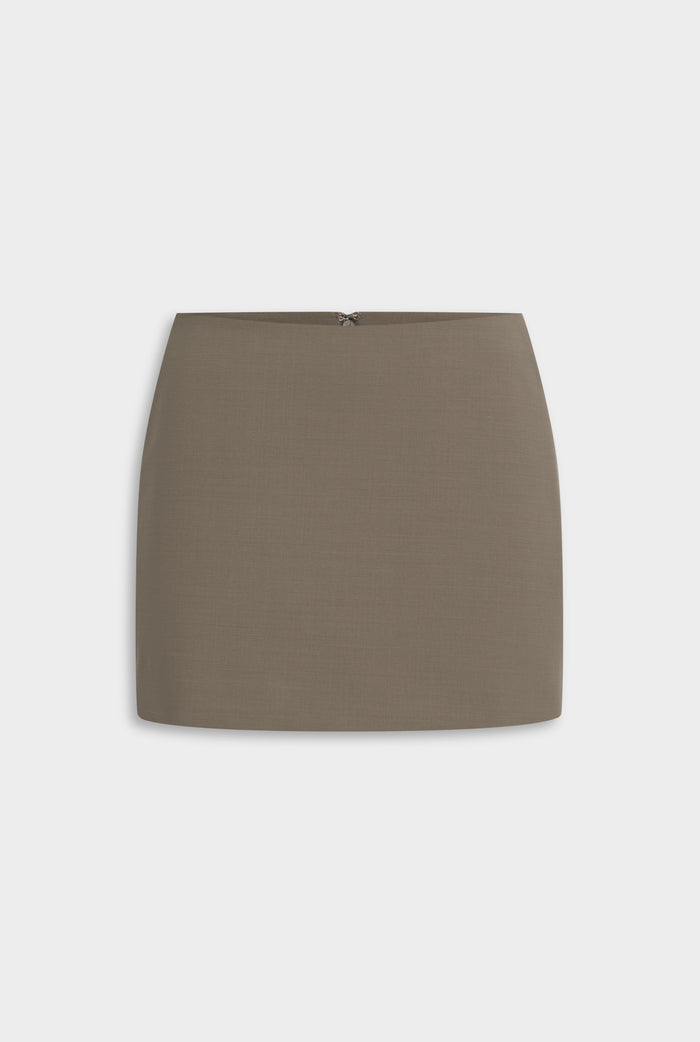 Scuba Wool Mini Skirt - Taupe