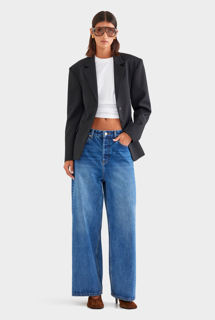 Scuba Wool Sculpted Blazer - Black