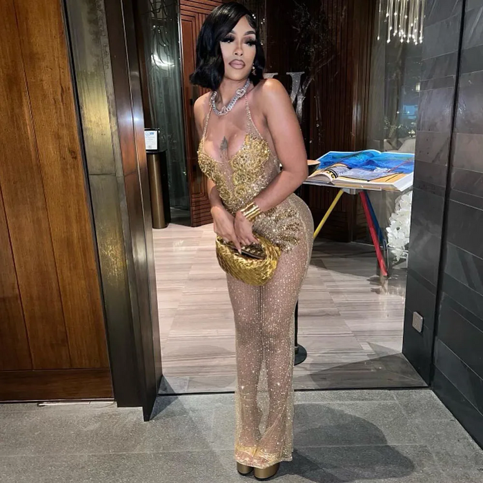 Sexy Gold Prom Dresses Halter Neck Sequin Party Gowns Vestidos De Gala African Women Evening Dress