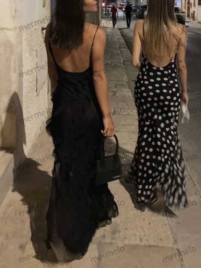 Sexy Mermaid Spaghetti Straps Floor Length Chiffon Evening Dress Prom Dresses