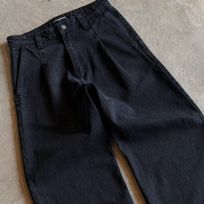 Shibuya Pleated Jeans | Baggy, Wide-Leg Stoned Black