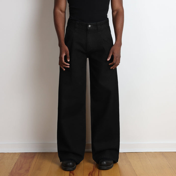 Shibuya Pleated Pants | Straight-Wide Leg Black Onyx (Canvas)