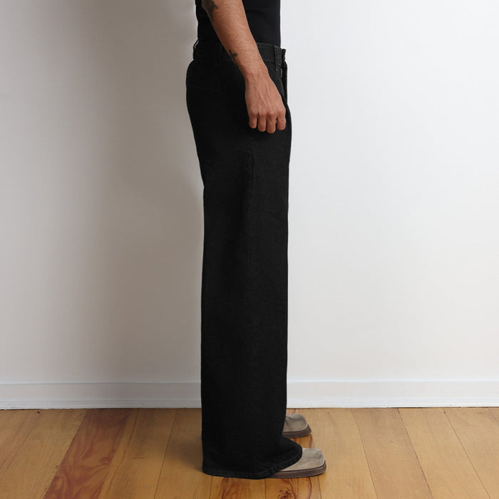 Shibuya Pleated Pants | Straight-Wide Leg Black Onyx (Canvas)