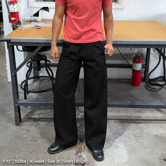 Shibuya Pleated Pants | Straight-Wide Leg Black Onyx (Canvas)