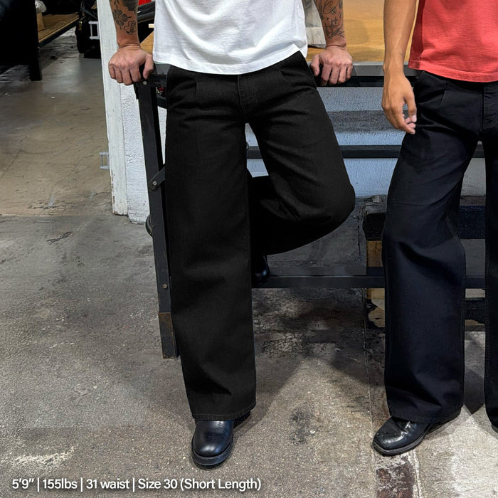 Shibuya Pleated Pants | Straight-Wide Leg Black Onyx (Canvas)