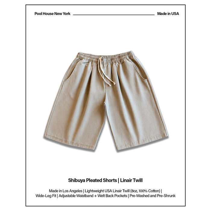 Shibuya Pleated Shorts II | Linair Twill Khaki (Linair)